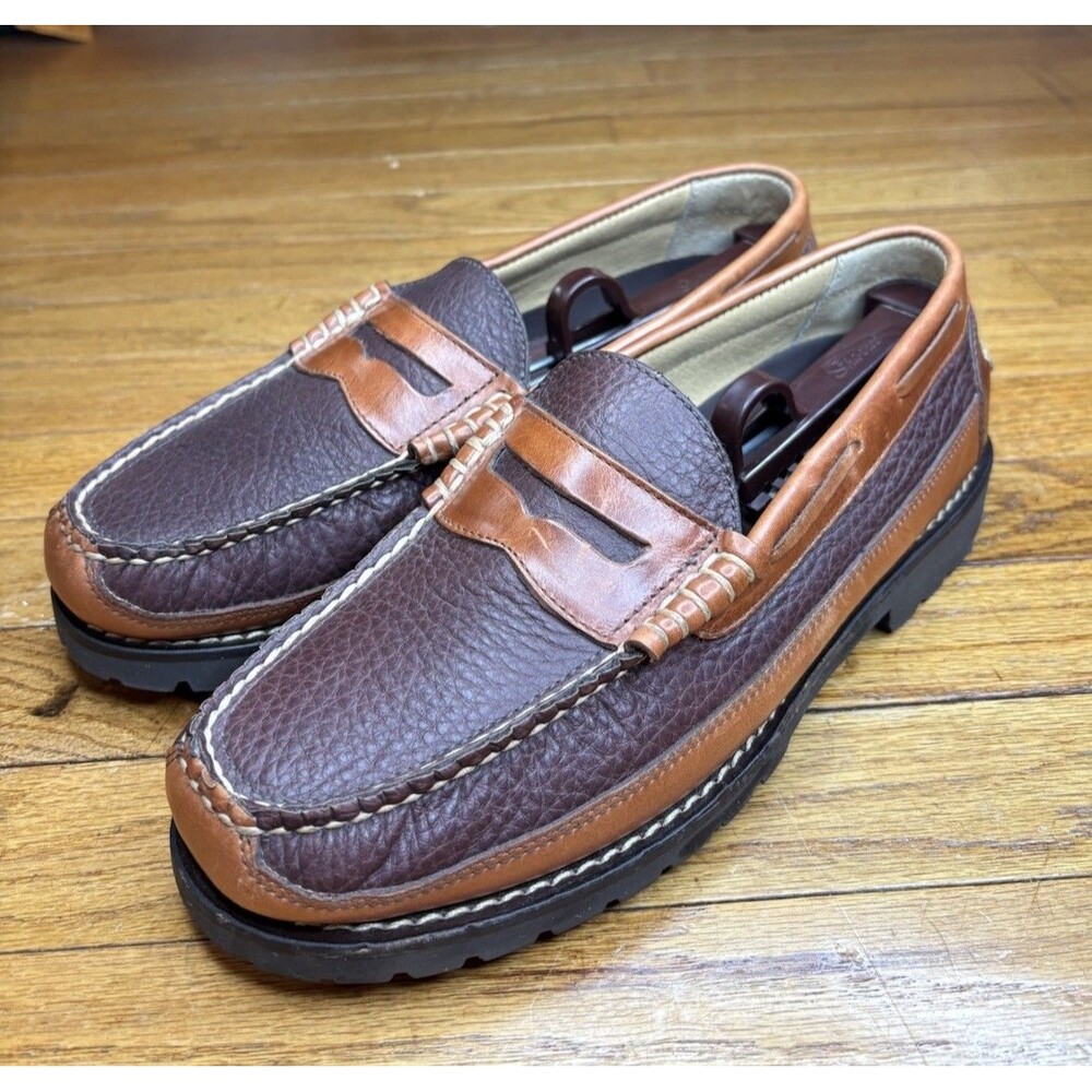 L.L.Bean Men’s Allagash Bison Handsewn Penny Loafers Leather Brown Size 10 EE